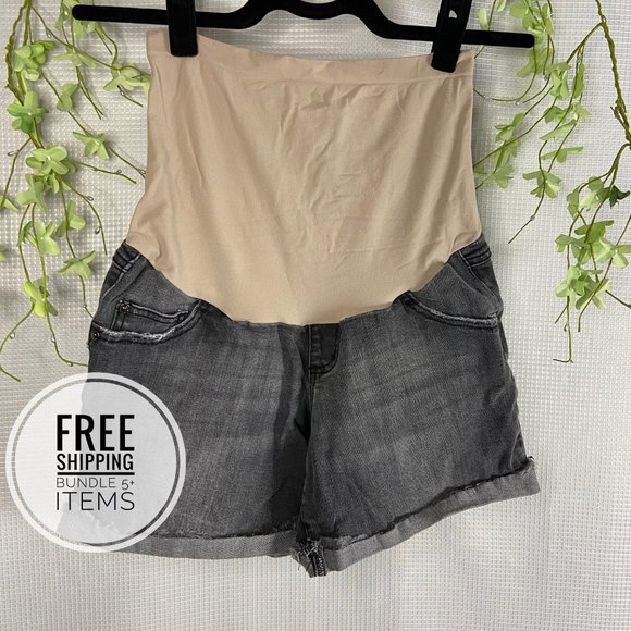 Indigo Blue Pants - Indigo Blue Roll Cuff Denim Maternity Shorts Sz M